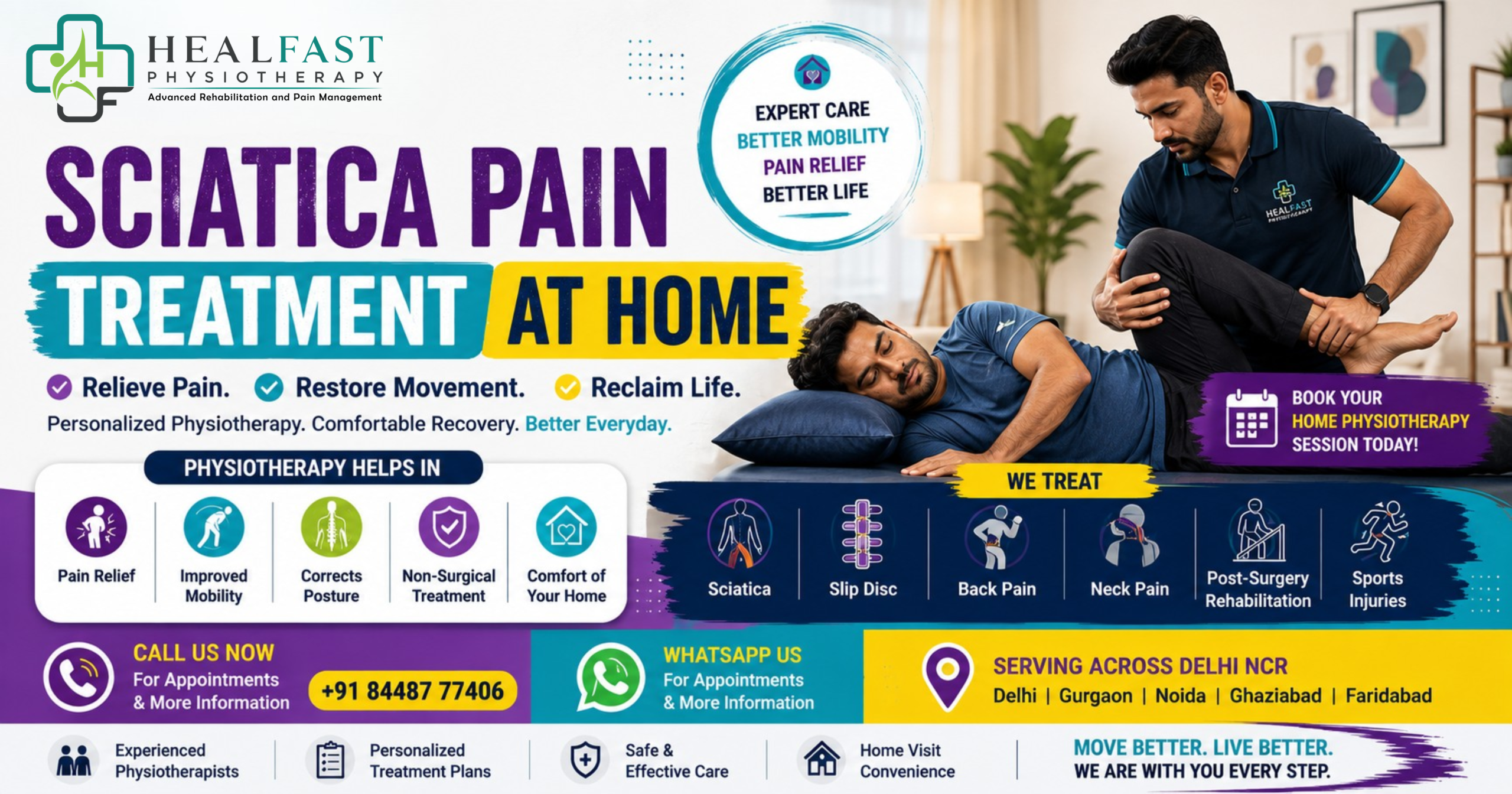 Sciatica treatment at home in Delhi with physiotherapy
