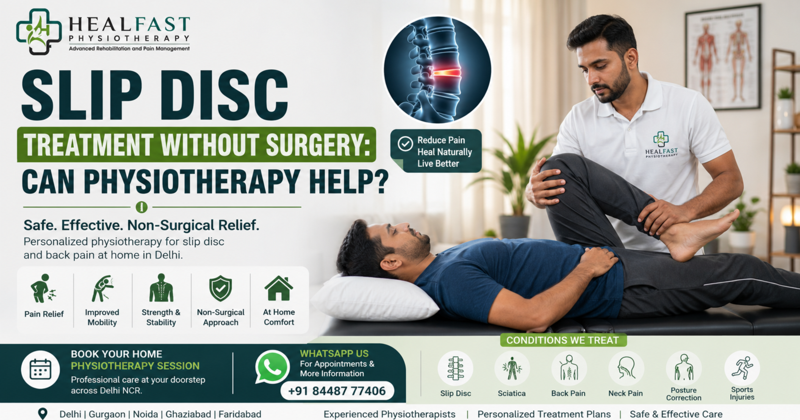 Slip disc treatment without surgery with physiotherapy in Delhi